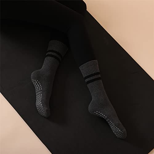 Kzkcy Yoga Socks Pilates Socks With Grips For Women Non Slip Grip Athletic Crew Socks For Workout Pure Barre Ballet Dance Hospital Socks Grey #TOP1