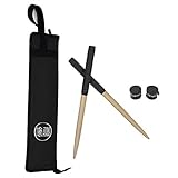 Shengshou 太鼓の達人 専用マイバチ 収納ケース付き 木製 テーパー加工 交換用グリップ*2 アーケードゲーム AC専用 wii 特性グリップ ドン 連打 高得点 5色 (ブラック)