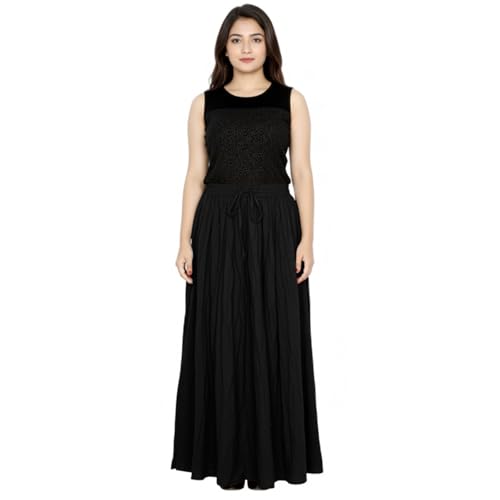 Image of Sttoffa Women Solid Color Maxi Plain Cotton Full Length White Skirt 40 inch Long Cotton Long Skirt
