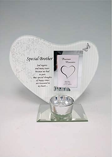 David Fischhoff Special Heart-Shaped Plaques and Tealight Holders - Remembrance Memorials With Special Sentimental Messages for Your Loved Ones (Brother)