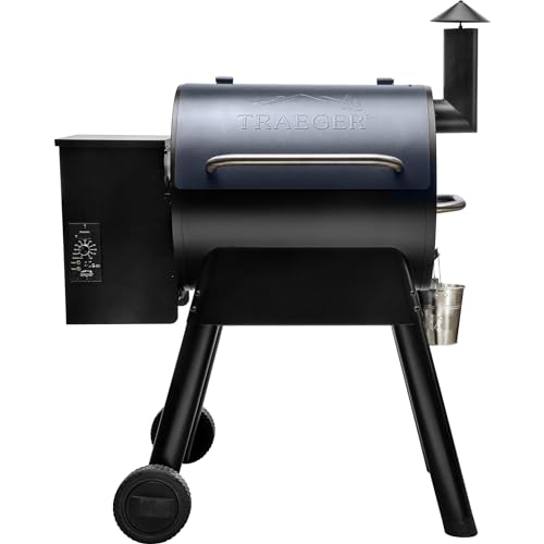 Traeger Grills Pro 22 Electric Wood Pellet Grill and Smoker, Blue, 572 Square Inches Cook Area, 450 Degree Max Temperature, Meat Probe, 6 in 1 BBQ Grill by Traeger - Used condition - CA$569.99