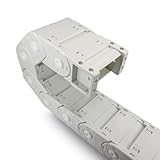 Aweking 25 x 50 mm (Inner H x W) R55 Enclosed Type Drag Chain, Cable Carrier Track, Wire Protection Chain Connector 39.3inch/1M for 3D Printer, Industrial CNC & Robotics, White Plastic （Fully Open）