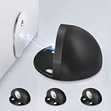 Door Stoppers 4 Pack, Magnetic Door Stop, Self Adhesive, Black Floor Door Stops for Bottom of Door, Brushed Satin Stainless Steel, Magnetic Door Catch Door Holder