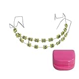 2pcs zahnärztliche falsche Zahnspangen mit Aufbewahrungsbox Metalldrähten Klammer (gelb)