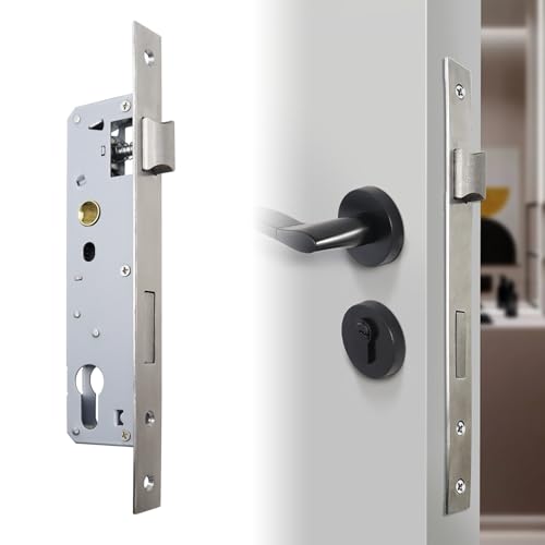 Serrure à Encastrer, Serrure à Cadre Tubulaire, Entraxe 85 mm Axe 30 mm, En Acier Inoxydable Durable pour Gauche Droite Porte en Métal