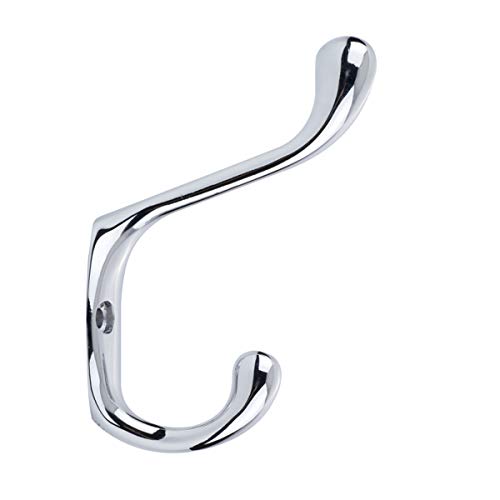 Amazon Basics Wall Mounted Contemporary Metal Dual Coat Hooks - Polished Chrome, 5-Pack #TOP1