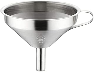 TIJAR Funnel Stainless Steel 10cm Funnel, Quality Food Grade Funnels, Easy to Store with Ring Holder, Dishwasher Safe (10cm, Stainless_Steel)