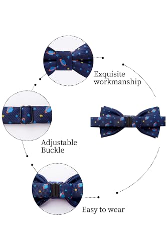 Image of HISDERN Bow Ties for Boys Pre Tied Toddler Bow Tie Adjustable Kids Bowties Clip On Fun Patterned Bowties for Wedding Party