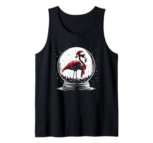 Bola de nieve navideña Flamingo, amante de Papá Noel vintage Camiseta sin Mangas