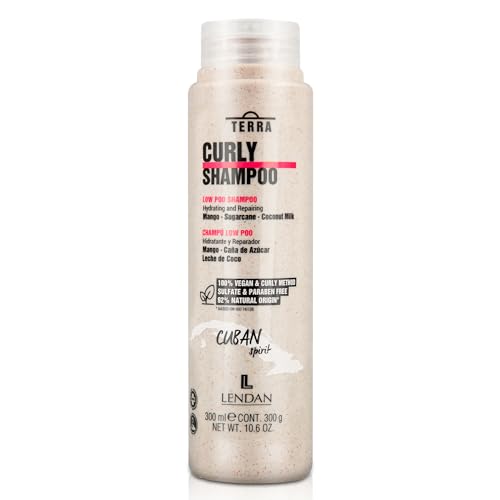 LENDAN - Champú Hidratante y Reparador - Terra Curly Shampoo - 300 ml - Low Poo - para Cabello Rizado - Elimina Toxinas del Cabello - Apto para Método Curly - sin Sulfatos, Parabenos ni Siliconas