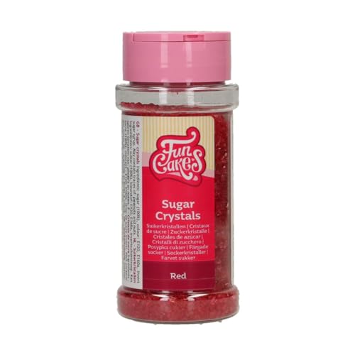 FunCakes Sugar Crystals, Roja: Espolvoreado para Tartas, Gran Sabor, Perfecto para Decorar Tartas, Espolvoreado para Cupcakes. 80 g.