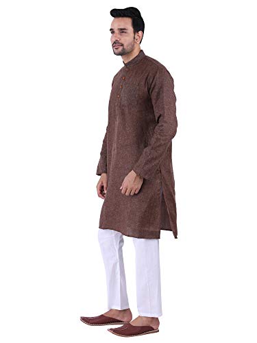 Image of Sadree Men's Cotton Blend Light Weight|Knee Length|Mandrin Collor|Relax comfert|Classic Style Kurta Pyjama Set