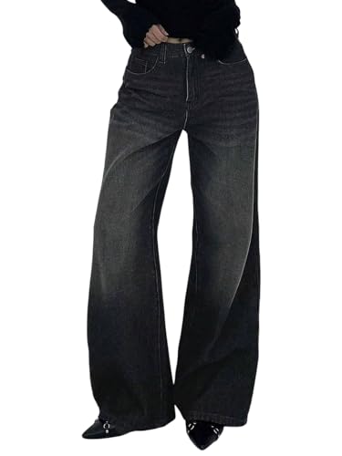 Image of KOTTY Women's Wide Leg Denim Jeans | Relaxed Fit High Waist Stylish Jeans