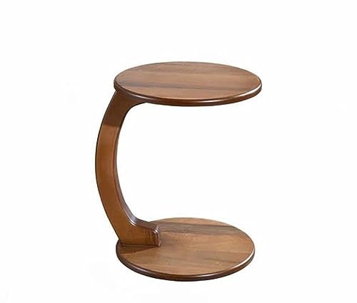Image of CROWN ART SHOPPEE Stylish Coffee Tables Made of Wood with a Stunning Walnut Appearance, Little Side Tables in The Shape of a C, and Round Tables-Brown