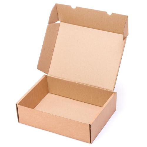 TELECAJAS | 25 Cajas 33x25x10 cms Postales Automontable de Cartón Ondulado para Envíos | Color Marrón Kraft - Pack de 25 cajas