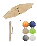 FARE Sonnenschirm Gr. L - 200 cm Durchmesser - UV-Schutz 50+ für Balkon Garten Terrasse Sommer - Titan-Finish Knickvorrichtung Drehfeststeller inkl. Tragetasche (natur)