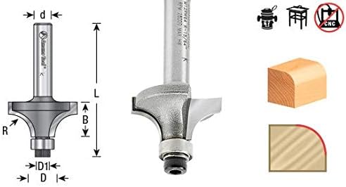 Amana Tool - M12RW64 Carbide Tipped Miniature Corner Round 1/4 Radius x 13/16 Dia x 3/8 x