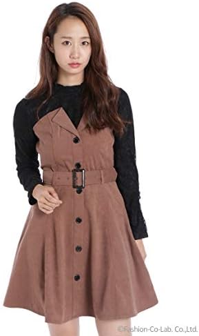 Amazon Co Jp セシルマクビー Cecil Mcbee レースドッキングトレンチワンピース ブラウン M 服 ファッション小物