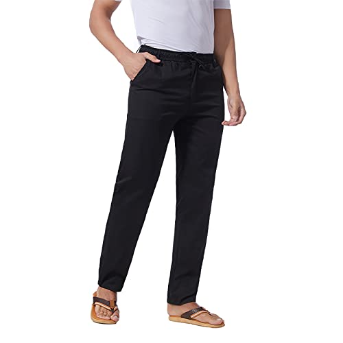 Men's Pants Business Casual Drawstring Straight Leg Long Pants with Pockets2