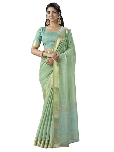 Image of Satrani Women's Shimmer Silk Weaving & Sequins Work Saree with Unstitched Blouse Piece