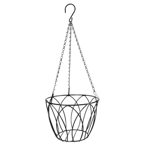 Happyyami Hanging Flowerpot Rack Iron Art Planter with Chains for Balcony Patio Outdoor Gardening Succulent Plants Holder Vertical Hanging Basket