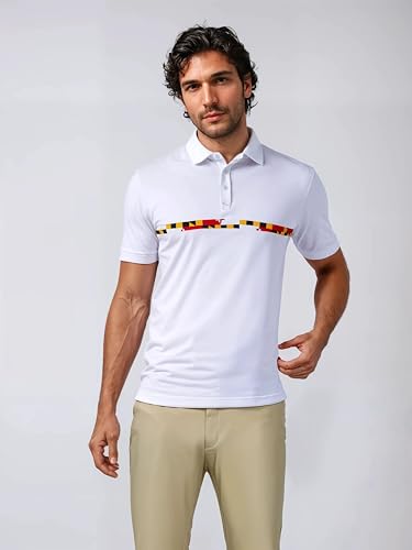Polo para hombre con estampado de bandera de Maryland y manga corta miniatura 3