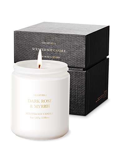 Olorvela Candles For Men Candles For Home Scented Scented Candles Gifts For Women And Men 8Oz, 50Hr Burn Time, Dark Rose & Myrrh Candle All Natural Soy Candles #TOP8