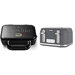 Breville Ultimate Deep Fill Toastie Maker | 2 Slice Sandwich Toaster | Removable Non-Stick Plates & Curve 4-Slice Toaster with High Lift and Wide Slots | Grey & Chrome [VTR013]