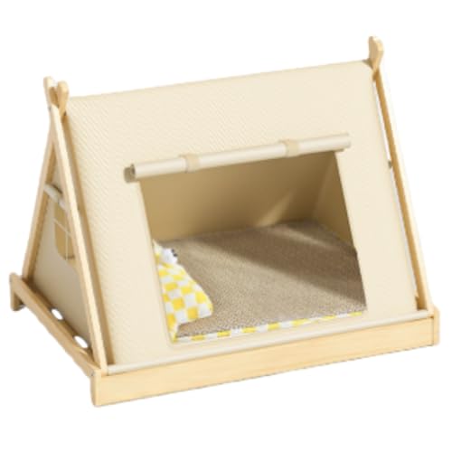 Dudass ペットハウス 犬用ベッド 猫用ハウス ペットテント マットレス付き 四季通用 防湿 密閉式 組み立て簡単 木製 小型犬から中型犬に最適 パティオ、裏庭、バルコニーに最適 (B)
