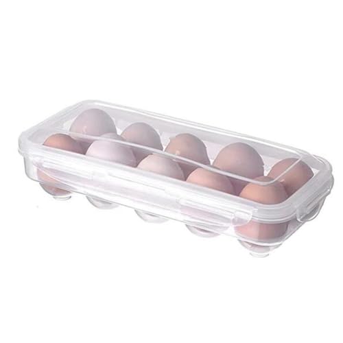 Generic Egg Holder Fridge Egg Tray Egg Holder Storage Fridge Boxes with Lid 10 Grids Plastic Egg Storage Box Organiser Egg Containers for Fridge Kitchen
