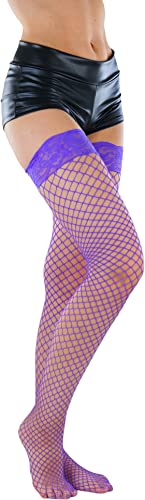 Image of ToBeInStyle Women's Vibrant Large Net Fishnet Thigh High Elastic Nylon Novelty Stockings