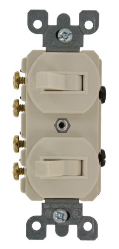 Leviton 15 Amp, 120/277 Volt, Duplex Style Two 3-Way Combination Switch, Commercial Grade, 5243-T, Light Almond
