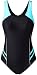 EBMORE Classic Athletic Sport One Piece Swimsuits Bathing Suit (M,Black)