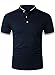 HOOD CREW Mans Fashion Short Sleeve Polo Shirts Summer Casual Band Collar Tops Shirt Navy XL