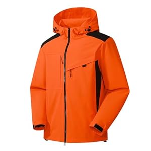 Generisch Veste de pluie légère 2025 pour homme - Imperméable d'extérieur - Veste de randonnée - Manteau court pour femme, Orange, XL
