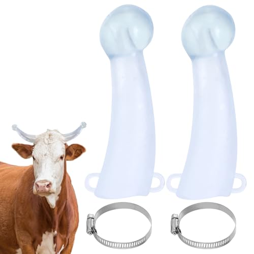 Gsycle Goat Horn Covers, 2PCS Cow Horns Cattle Horn Protectors Calf Cattle Bull Cow Horn Cover Cow Horn Protector Round Cornered for Anti-Collision