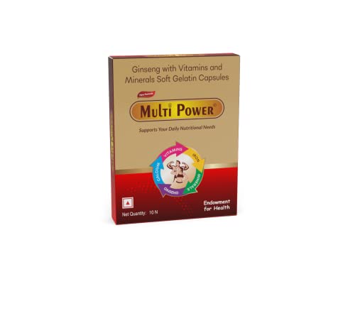 Multi Power Daily Multivitamin & Multimineral with Ginseng with 10 Vitamins and 6 Minerals for Daily Energy & Immunity Men & Women 1 x 10 Softgel