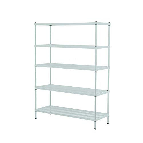 Design Ideas Meshworks Steel Storage Shelving Unit – 5-Tier Unit, Sage Green 47.2” x 17.7” x 63”