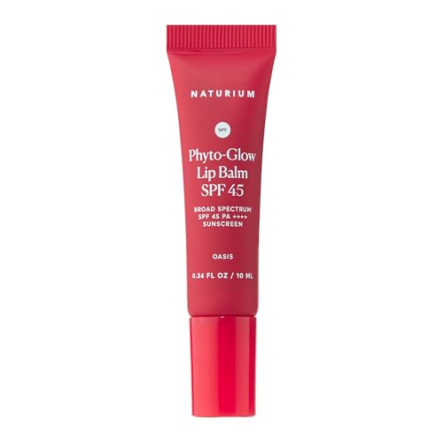 Naturium Phyto-Glow Lip Balm SPF 45 | Tinted Gloss with Broad Spectrum Sunscreen | 0.34 FL OZ / 10 mL Oasis