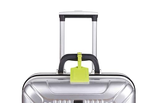 Image of Travelambo 4 Pack Leather Luggage Tags for Suitcases Travel Labels (Neon Yellow)