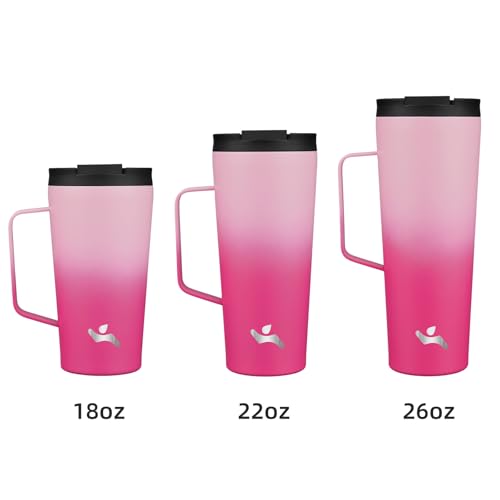 Image of Konokyo 26 oz Insulated Tumbler with Handle & Straw, Stainless Steel Mug