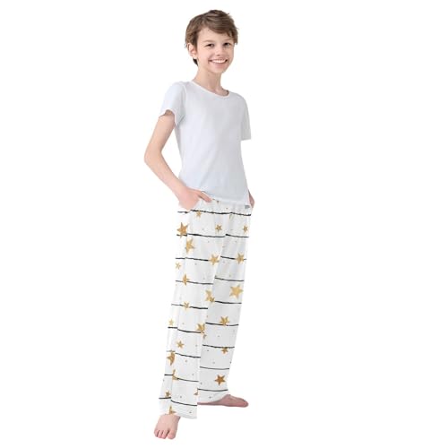 Boys' Pants Gold Star Black Stripe Long Bottoms Jogger Pants Elastic Waist Trousers with Pockets S-XL4