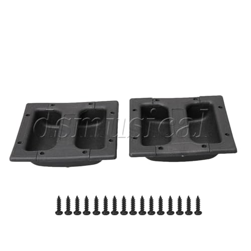 Black Plastic Recessed Speaker Bar Handles 14.8x14x4cm Pack of 2