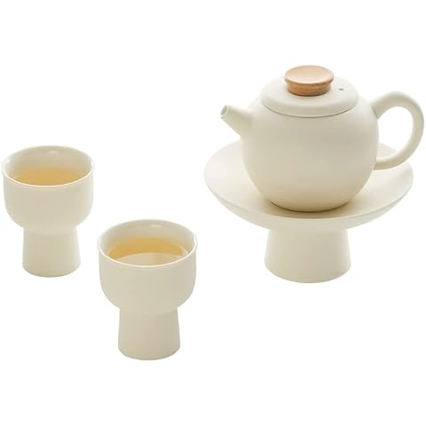Mini Tea Set, High-legged Tea Cups, Elegant and Minimalist, Matte Crème Cover