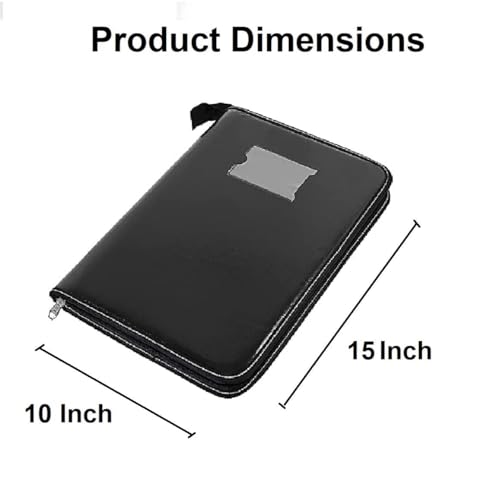 Image of Leather Multipurpose 40 File Sleeve to Store A4 Professional Files and Folders, Certificate, Legal Size Documents Holder and for Men and Women - Black (Pack of 1)