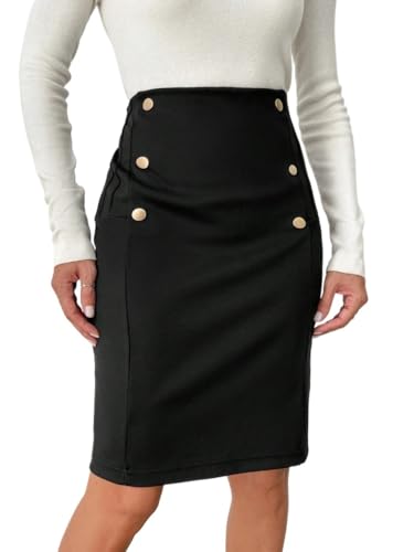 Button Straight Leg Skirt Basic Women's Summer Casual Vinage Skirt