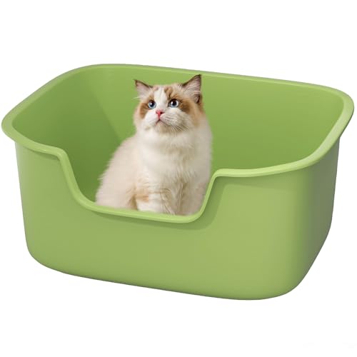 Arenero Grande para Gatos con Laterales Altos Verde miniatura 1