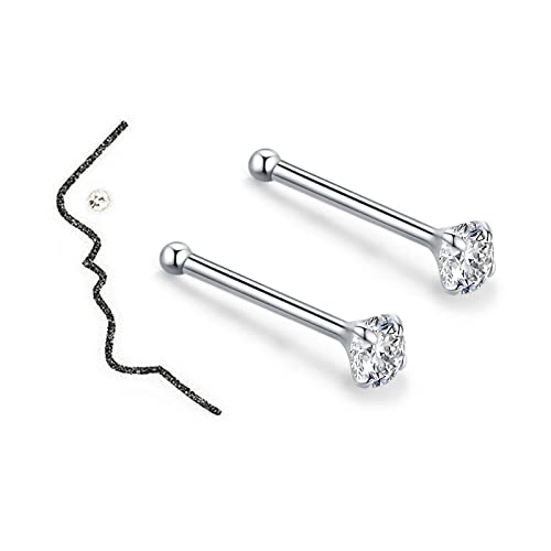 Forubus S925 Evil Eye Nose Studs, Sterling Silver Bar, Blue Turkish Evil Eye Crystal Nose Ring Labret Lip Studs Ear Studs Body Piercing Jewelry For Women Girls-White Crylstal #TOP15