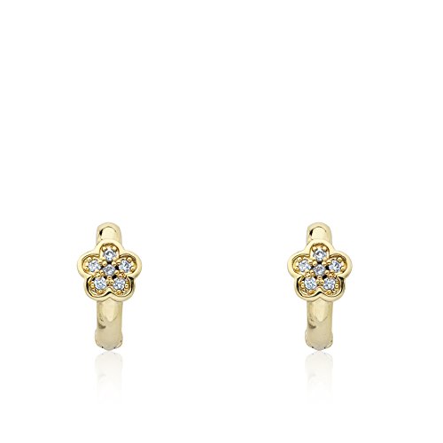 Little Miss Twin Stars Kids Earring - 14k Gold-Plated Huggy Earring - Hypoallergenic And Nickel Free For Sensitive Ears Gold Flower…