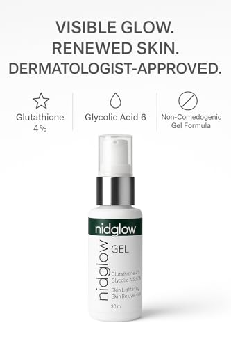 Nidglow g Gel with Glutathione 4% & Glycolic Acid 6%, Brightening & Exfoliating Skincare Solution for Dark Spots & Hyperpigmentation, 30ml